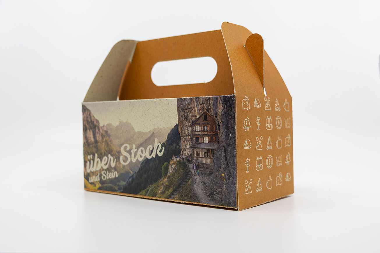 Lunchböxli Wandermotiv Grasspapier